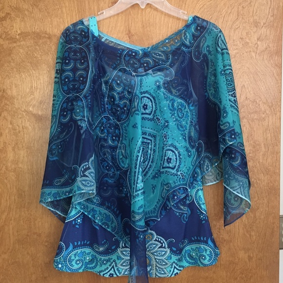 dressbarn Tops Dressbarn Tank Top Poncho Poshmark